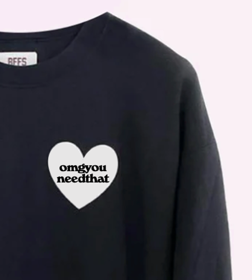 OMGYouNeedThat SWEATSHIRT ♡ heart sweatshirt in black/white