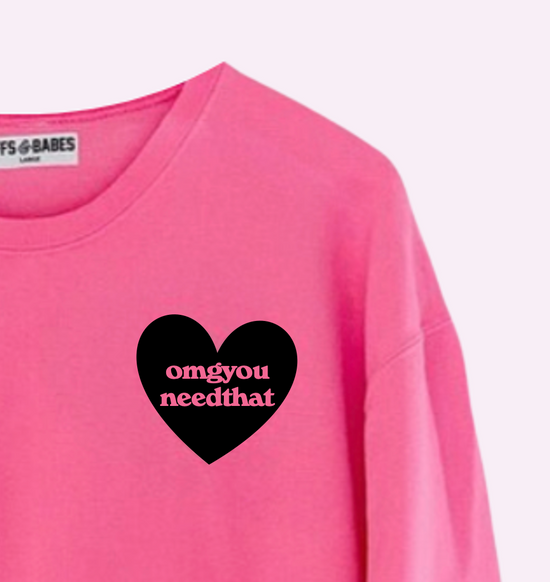 Load image into Gallery viewer, OMGYouNeedThat SWEATSHIRT ♡ heart sweatshirt in hot pink/black
