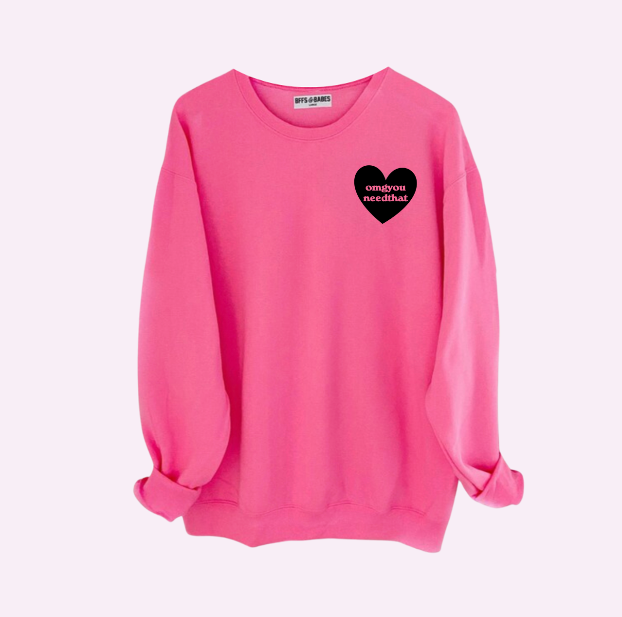 OMGYouNeedThat SWEATSHIRT ♡ heart sweatshirt in hot pink/black