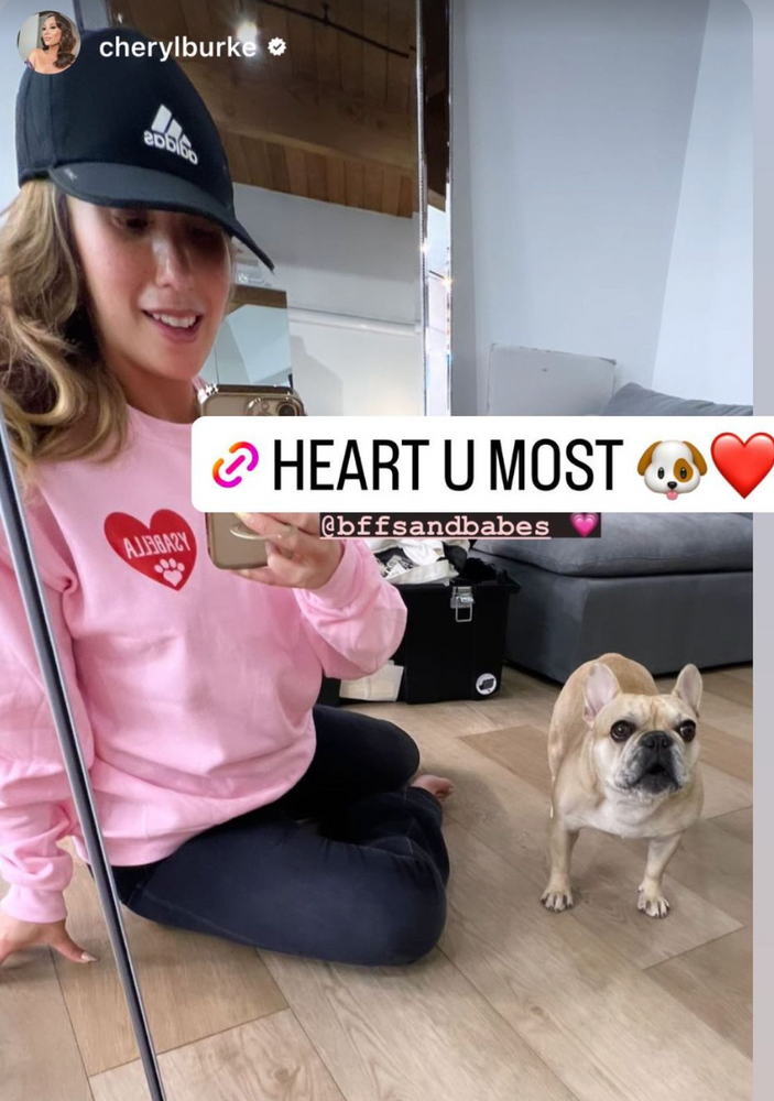 HEART U MOST ♡ pink sweatshirt with personalizable paw print heart