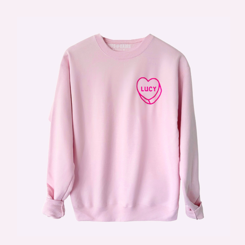 
                
                    Load image into Gallery viewer, LUV LETTERS ♡ personalizable pink adult sweatshirt
                
            