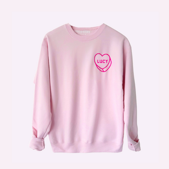 Load image into Gallery viewer, LUV LETTERS ♡ personalizable pink adult sweatshirt

