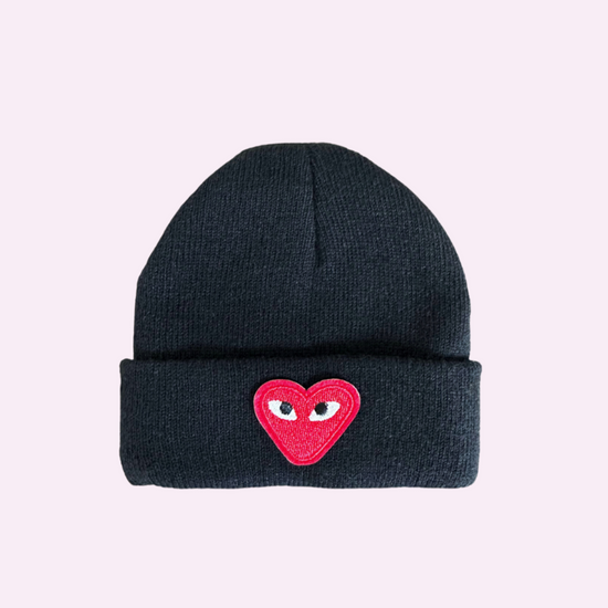 BABY PATCH BEANIE ♡ baby beanie with red heart patch