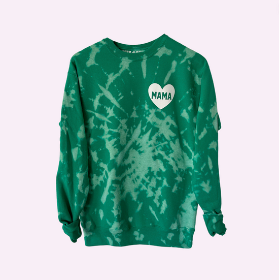 HEART U MAMA ♡ green tie-dye sweatshirt