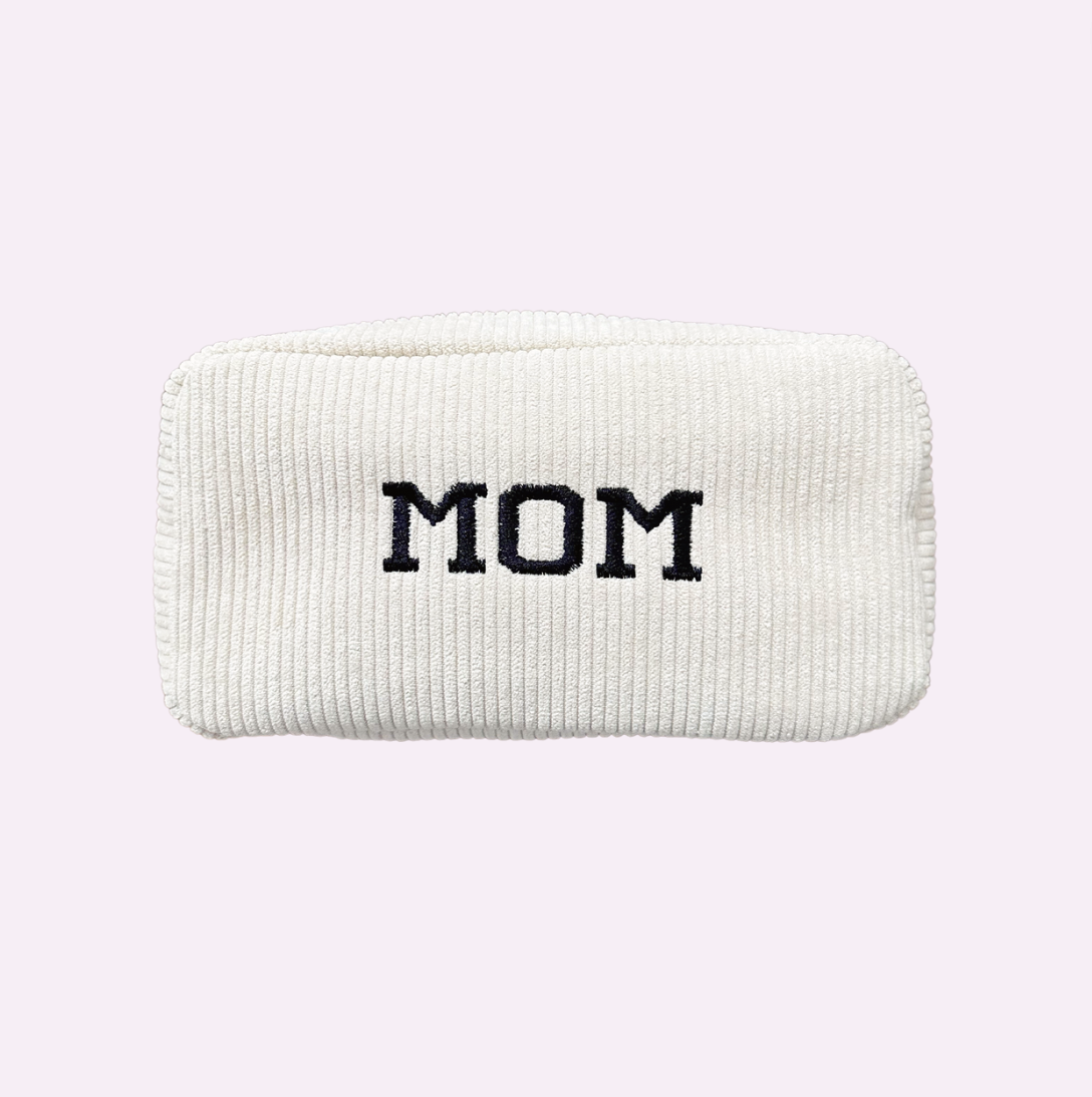 Load image into Gallery viewer, MOM CORD POUCH ♡ embroidered corduroy pouch
