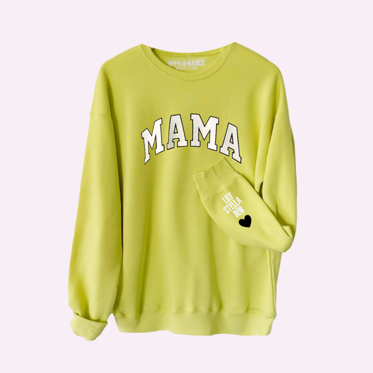 LOVE ON THE CUFF ♡ citrus mama sweatshirt with personalized cuff