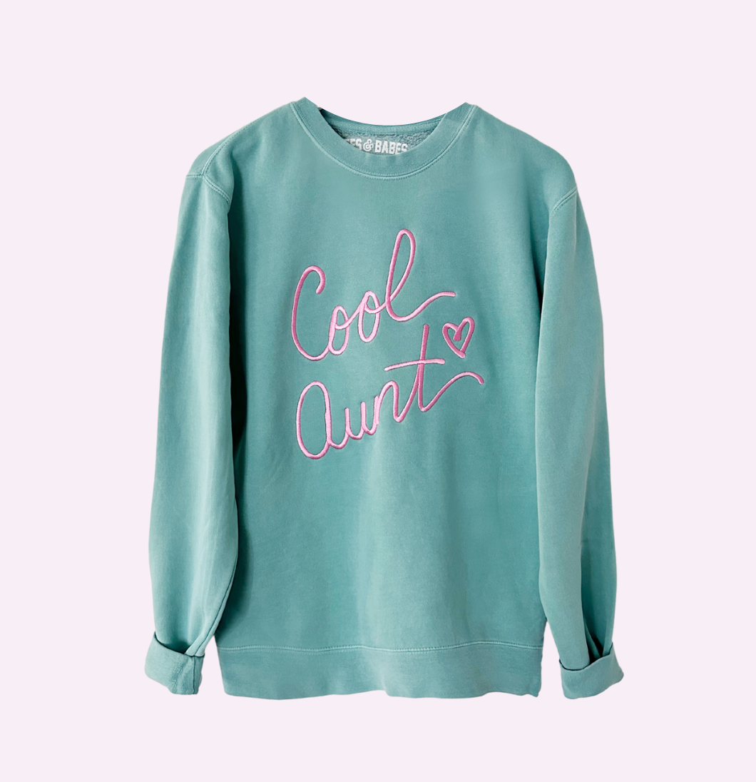 Load image into Gallery viewer, ULTRA COOL AUNT ♡ mint embroidered cool aunt sweatshirt
