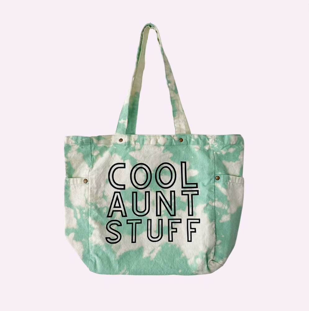 
                
                    Load image into Gallery viewer, COOL AUNT STUFF ♡ tie-dye open top tote
                
            