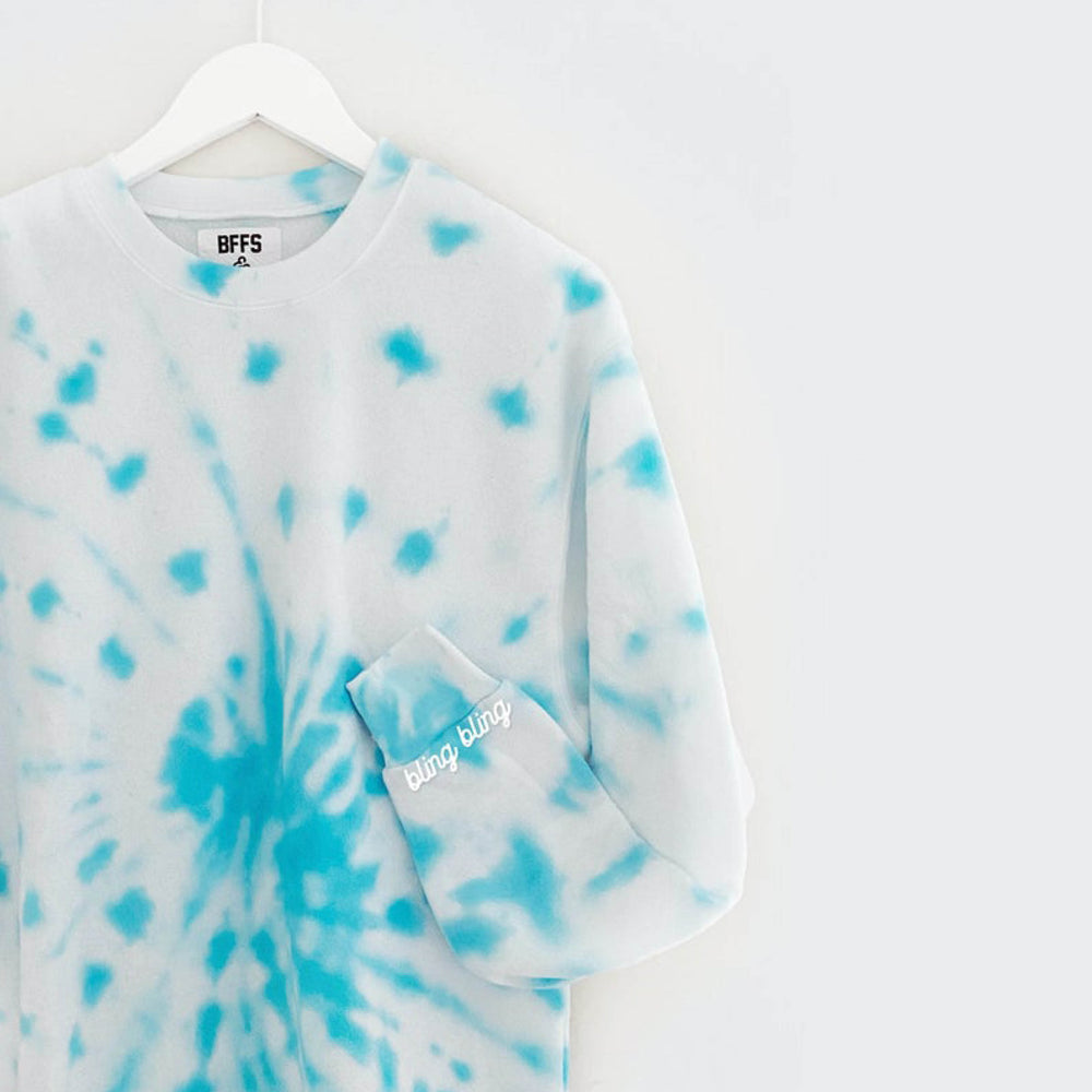 
                
                    Load image into Gallery viewer, TURQUOISE SWIRL ENGAGED AF ♡ custom cuff sweatshirt
                
            