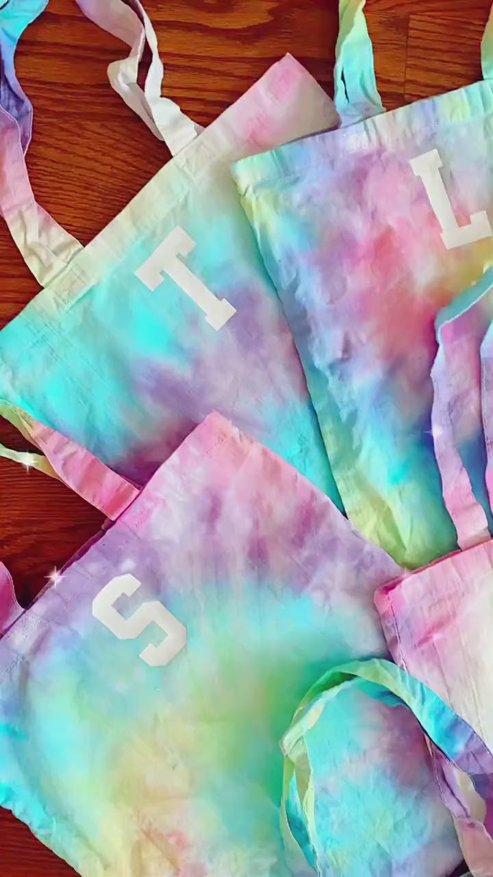 Load and play video in Gallery viewer, MULTIE TOTE ♡ personalized lightweight tie-dye tote
