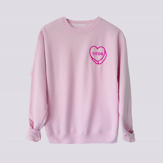 Load and play video in Gallery viewer, LUV LETTERS ♡ personalizable pink adult sweatshirt
